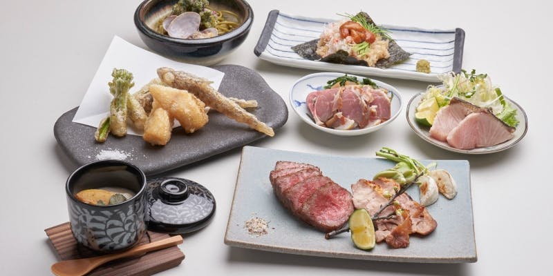 【かみいしコース極】国産黒毛和牛炭火焼き等11品乾杯スパークリングワイン更に追加で選べるコース内容1品