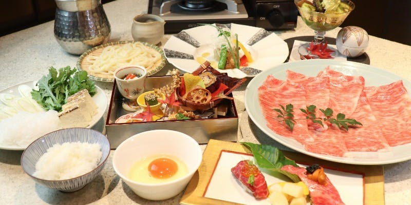 肉割烹コース（A5仙台牛すき焼き他全6品）