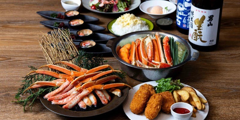 【蟹三昧コース】本ズワイガニや豪快本ズワイガニの鍋等 7品　120分飲み放題付き  8,000円 （税込）