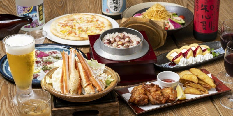 【2時間飲み放題】本ズワイガニの陶板蒸しと北海道グルメが愉しめるカジュアルパーティーコース 7品6,000円