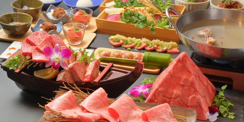 【青葉】牛たんと特選仙台牛ロースのしゃぶしゃぶ＆焼肉食べ比べコース 全12品