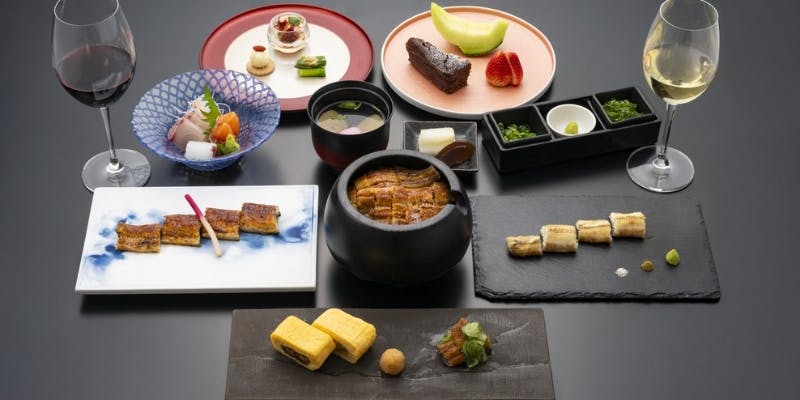 【錦会席】～ひつまぶし・前菜3種・お造りなど全8品＋乾杯スパークリング付き（席料サービス）