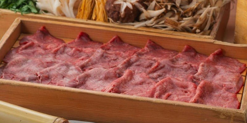 【季節の出汁しゃぶ】和牛黒タンと茸の葱たっぷり出汁しゃぶ　おまかせコース