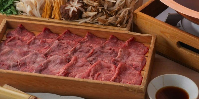 【季節の出汁しゃぶ】和牛黒タンと茸の葱たっぷり出汁しゃぶ　定番コース