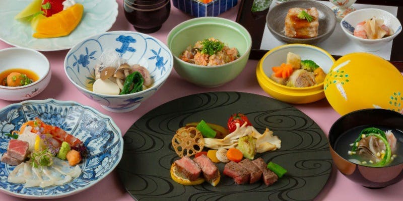 【さくら会席】長崎県産　ハタうす造り　長崎県産　和牛炙り焼き　全8品