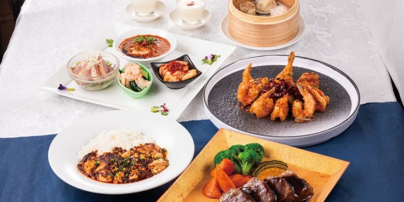 【石庫門　田町店限定コース】ふかひれスープや牛ホホ肉のオイスターソース等全7品