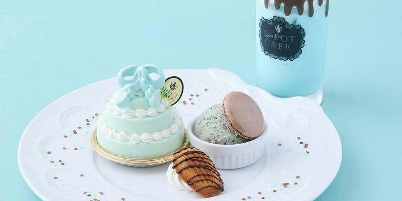 Q-pot CAFE. クマちゃんも愛するチョコミントパフェ 1ドリンク付