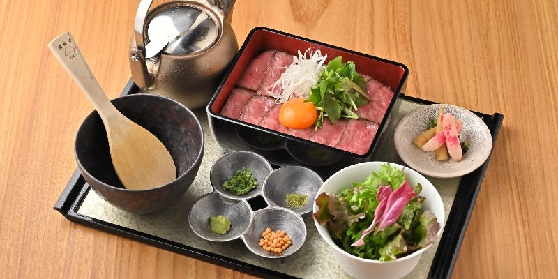 【ランチ　HITSUMABUSHI】恵伝　厳選黒毛和牛ひつまぶし御膳、デザート付き