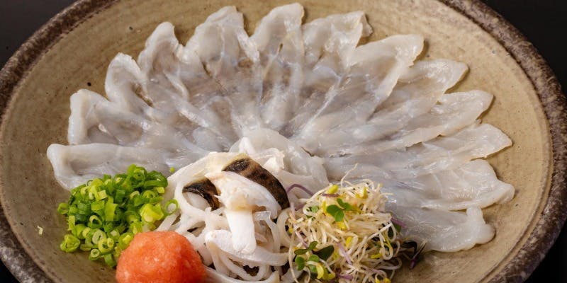 冬季限定　河豚とタラバ蟹会席　【焼きタラバ蟹　河豚鍋とてっさ、河豚天婦羅】