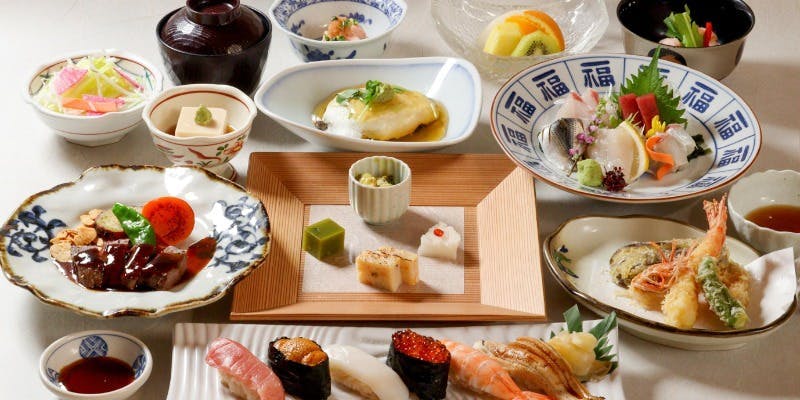 お正月会席【松】職人がこだわったお寿司と天ぷらがお正月を彩る乾杯酒の付いた12品のオススメコース
