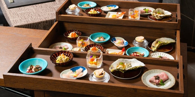 「三笠」帆立貝、鮮魚と黒毛和牛含む全10品＋黒毛和牛ヒレ80g