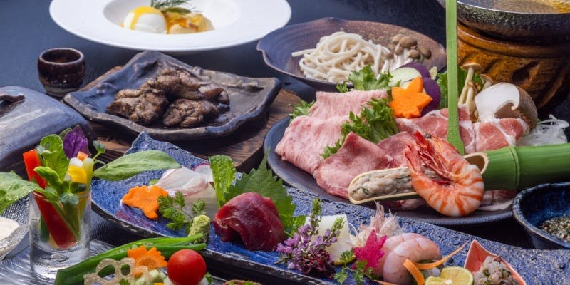 【ひなた会席】お造り盛合せ・焼物・ひなた鍋などボリューム満点の懐石料理