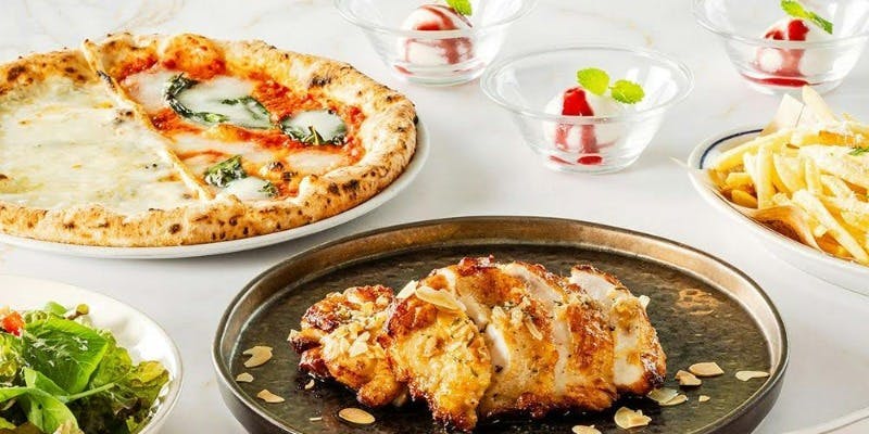 【サルヴァトーレコース】チキンソテー、人気ピッツァ2種、パスタ等全11品