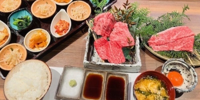 【贅沢和牛の焼肉定食】和牛幻のはらみ、黒毛和牛の焼きしゃぶロースやカルビ、特選赤身各50g（平日限定）