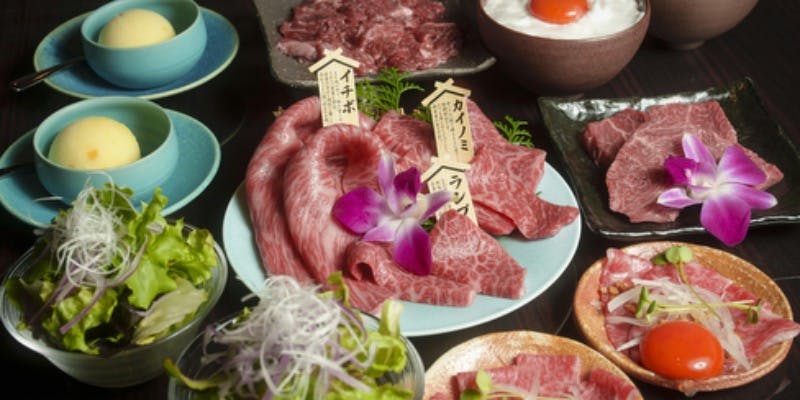 【特選！雅コース】黒毛和牛3種食べ比べが中心のコース全7品