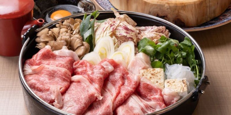 【竹コース】和牛リブロースのすき焼き×鰹と旬魚の藁焼き／全8品＋2時間飲み放題