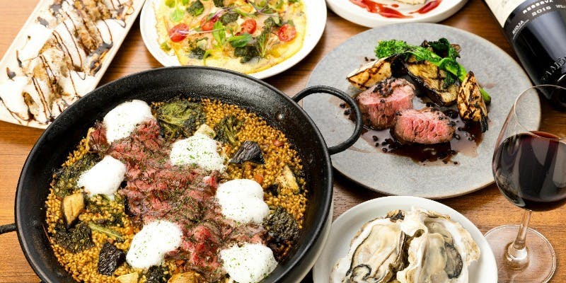 【ディナー】タパスからお米料理まで人気のメニューが楽しめる＜クチャレオコース＞＋2時間飲み放題付き