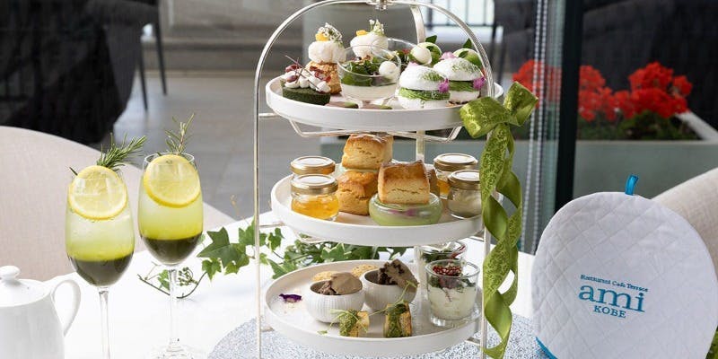 レストランカフェテラス アミ神戸 抹茶アフタヌーンティーセット＋