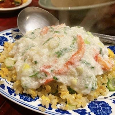 あんかけがふわふわ、カニ身あんかけ炒飯