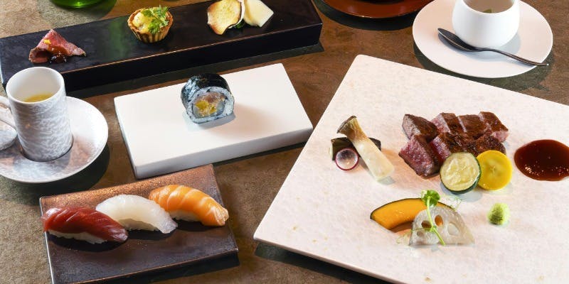 ＜ディナー＞【楓】黒毛和牛ローストビーフと旬のにぎり寿司など全6皿