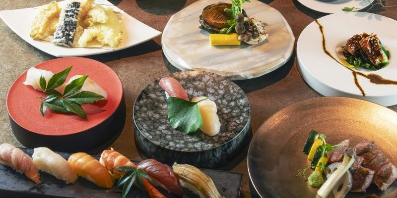 ＜ディナー＞【蘭】天ぷら、寿司、フォワグラ茶碗蒸し、黒毛和牛ステーキなど全8皿