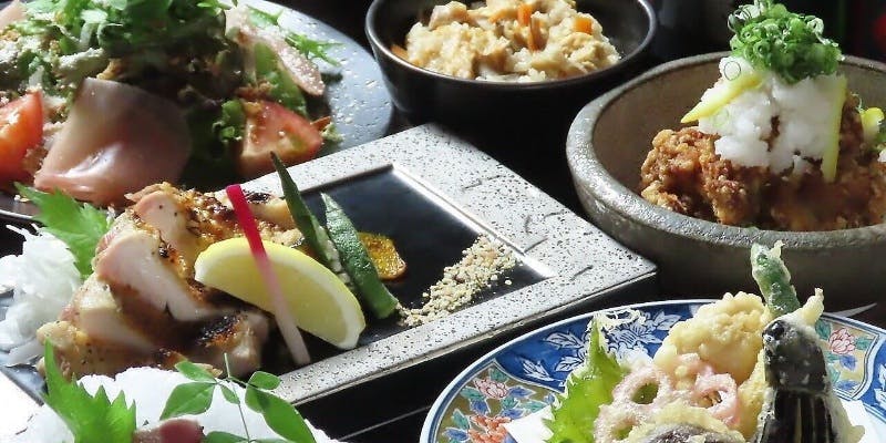 【全10品】1人様1皿旬堪能！山×海贅沢コラボコース　前菜・お造り・牡蠣・三田牛など＋2時間飲み放題付き