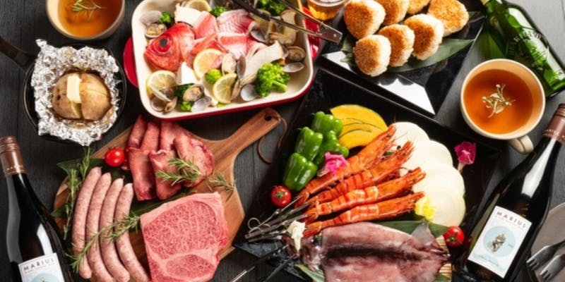 【和牛BBQグリルプラン】溶岩石で焼き上げるBBQコース全12品＋120分飲み放題