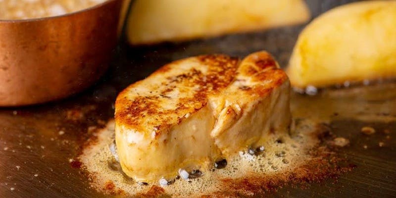 【選べるメイン】満喫　希少ハンガリー産フォアグラ入り　鮑と真鯛の鉄板焼　選べる黒毛和牛のコース