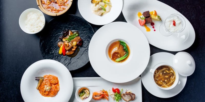 【廬山コース】鮑のクリーム煮や吉切鮫のフカヒレ姿煮込みを含む全9品