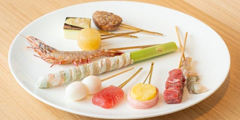 【串8本コース】海鮮・肉・野菜・その他串8本、デザートなど全4品