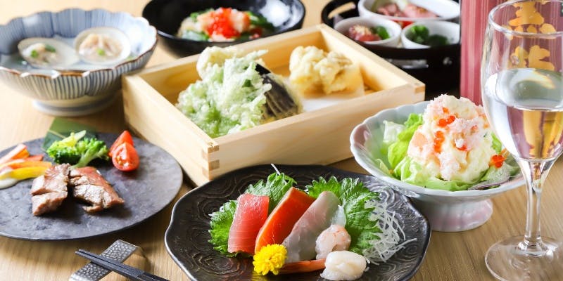 【個室確約】個人盛り  活旬魚・霜降り牛タンなど旬菜会席＋2時間飲み放題