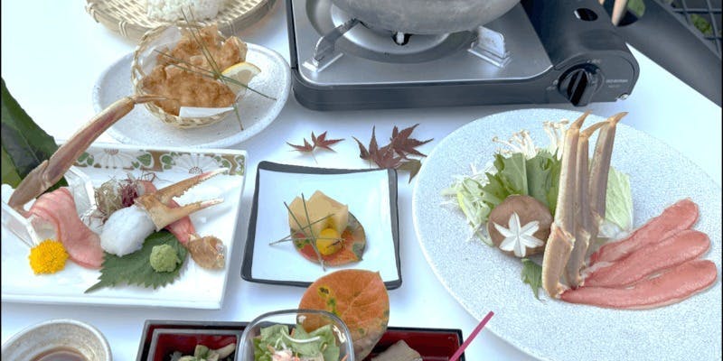 【ランチメニュー】～かにしゃぶコース～かにのお造り、かにしゃぶ、揚げ物など全6品
