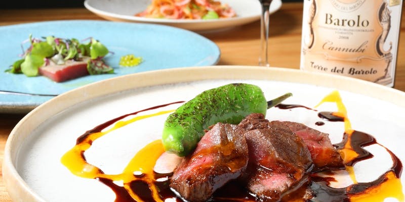 プレミアムディナーコース アンティパストと魚料理と肉料理の両方を楽しめる贅沢なプラン