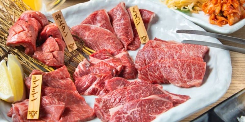 【みなとコース】2H飲み放題付　牛肉6種盛り合わせや黒豚3種盛り合わせ含む全8品 　人気コース