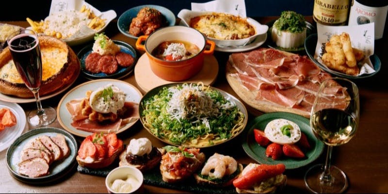 【忘年会・2H飲み放題付】名物「しらすのペペロンチーノ」等9品＆ワインやビール、オリジナルカクテルも！