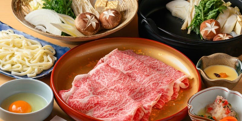 すき焼き【国産牛・野菜盛り合せ　一人前コース】