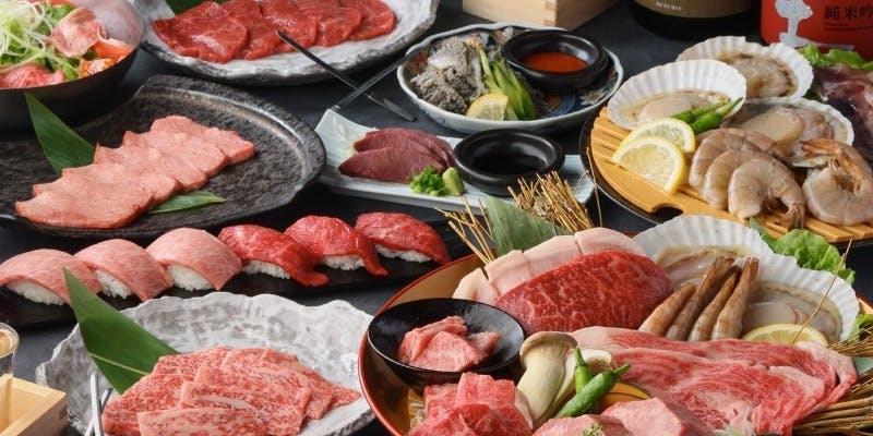 【黒毛和牛食べ飲み放題120分】和牛や創作肉料理を130種極コース＋2H飲み放題/メッセージプレート付