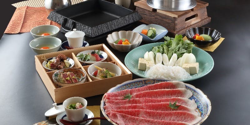 【黒毛和牛すき焼きコース】しゃぶしゃぶも選択可（個室確約）