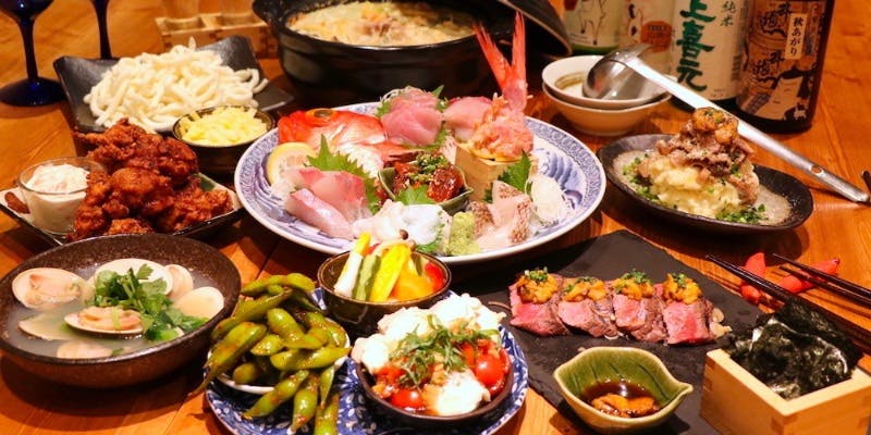 【歓送迎会/宴会/接待】多彩な料理11品付料理取り分け不要＆人気な日本酒全種類3時間飲放題付きコース