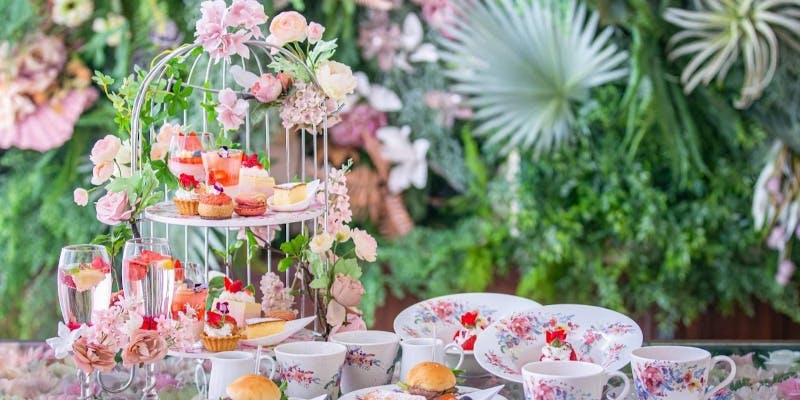 お花に囲まれた空間でいただく季節のアフタヌーンティー