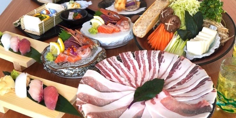 【カフープラン】しゃぶしゃぶ＋豪華寿司プランなど全7品