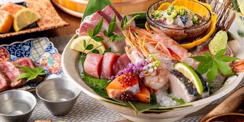 【お料理のみ】＜選べる土鍋飯orもつ鍋付＞旬魚の炭火焼きや胡麻鯖等/全8品