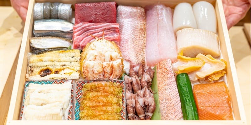 ツマミなし　ウニとノドグロの手巻きのついたおまかせ握り　