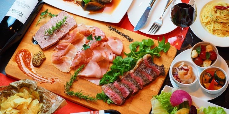 【 ワイン＆ソフトドリンク飲み放題付き】歓送迎会・暑気払い・各種宴会に！　お料理9品　5,800円のコース