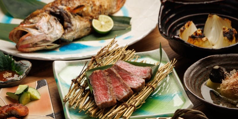 【高級食材】全9品のどぐろの塩焼きや北海道産黒毛和牛サーロイン炭火焼「雅ーMIYABIー」12,000円