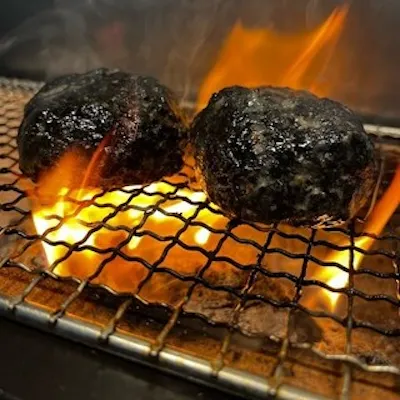 竹炭入りハンバーグや炭火料理を堪能