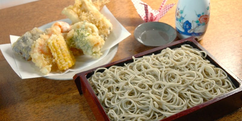 【一休限定コース】季節の前菜3品、鴨ロース、天ぷら5種、蕎麦