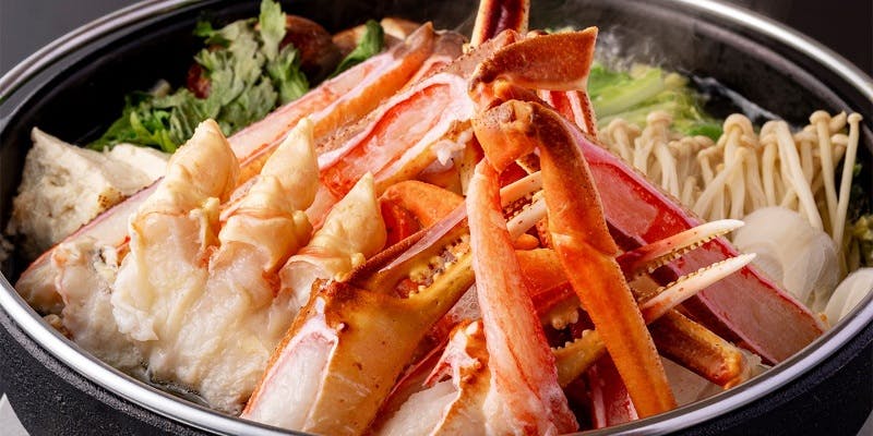 蟹鍋会席　【白】お造りと天ぷら　2種の蟹食べ比べ　8品