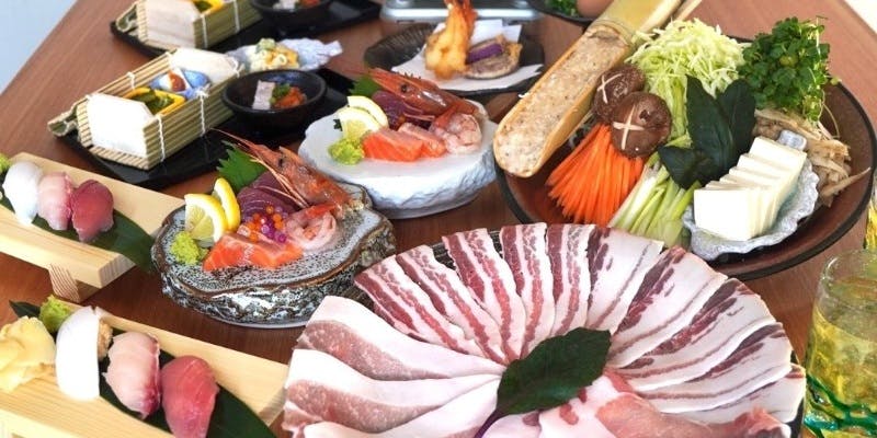 【カフープラン】しゃぶしゃぶ＋豪華寿司プランなど全7品
