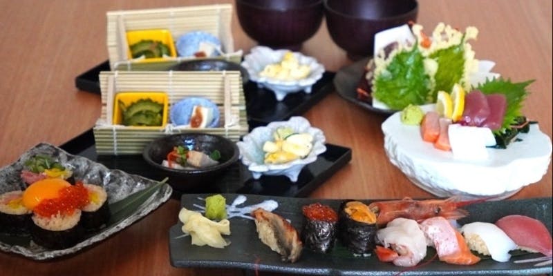 【島の寿司プラン】島の刺身・お任せ寿司7貫・天ぷらなど全6品